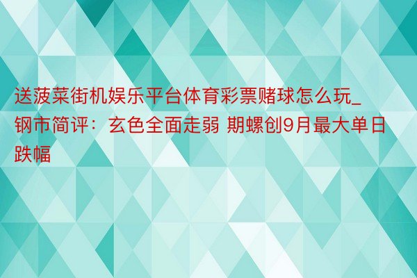 送菠菜街机娱乐平台体育彩票赌球怎么玩_钢市简评：玄色全面走弱 期螺创9月最大单日跌幅